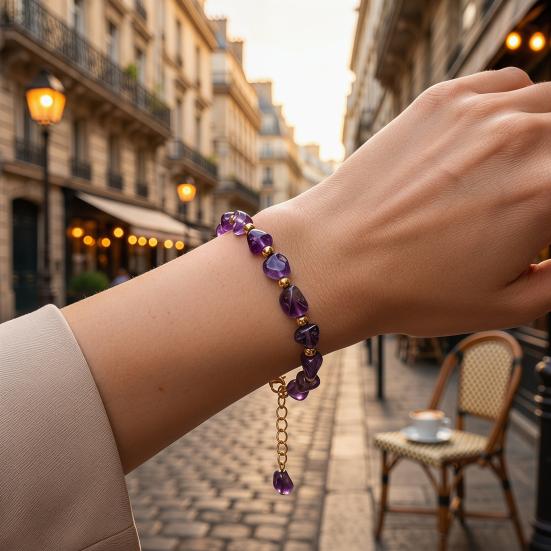 Damen Armband Unregelmäßige Natursteinperlen Verstellbare Länge Armband Bequem zu tragen Handgelenk Vielseitiges Accessoire