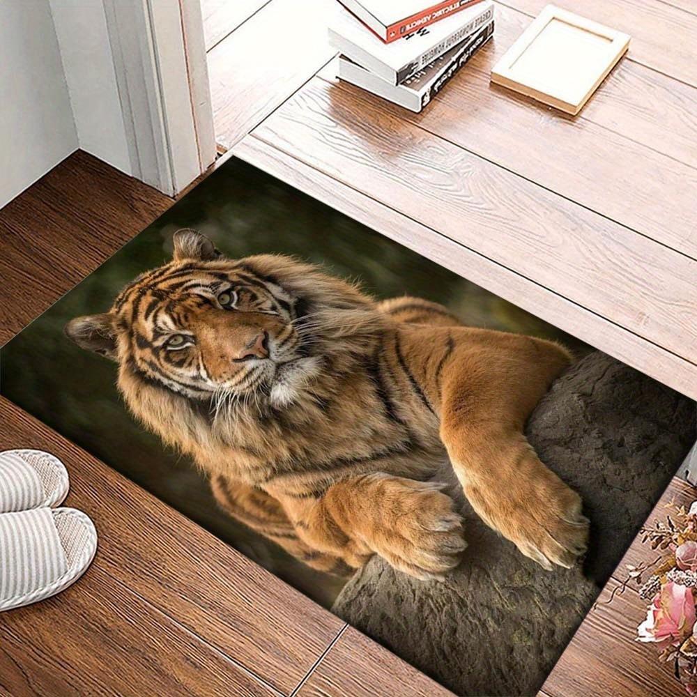 3D-Tiger-Muster Weiche Flanell für Zuhause Wohnzimmer Schlafzimmer Sofa Fußmatte Dekor Kinder Spielbereich Teppich Teppich Rutschfeste Bodenmatte