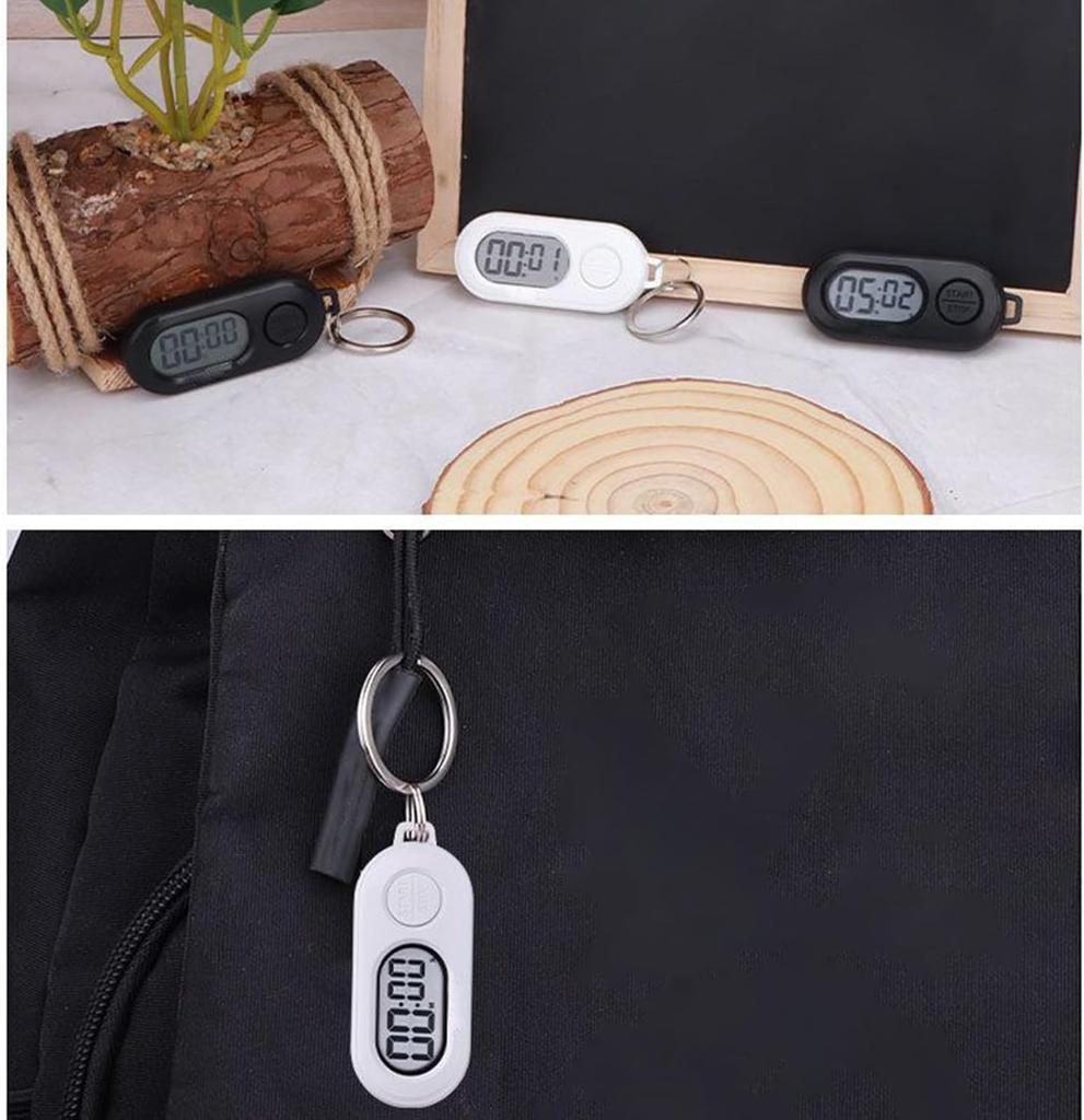 2 Pezzi Cronometri Digitali Cronometri da Esterno Portachiavi Formato Tascabile Orologio Conto alla Rovescia con Schermo LCD per Studio Cucina Palestra Trai