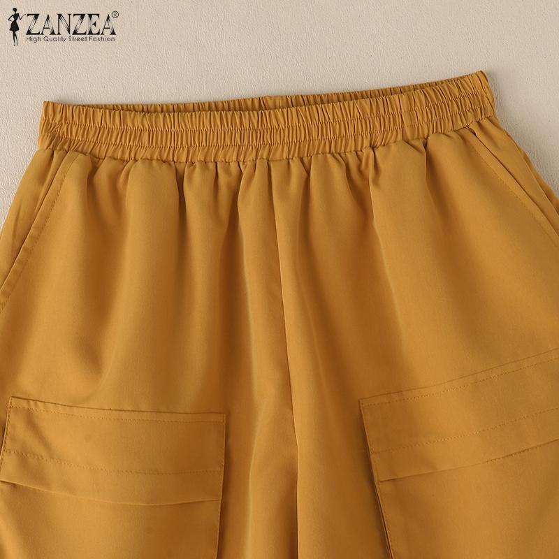 ZANZEA Womens Summer Elastic Waist Loose Casual Shorts