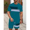 Summer Men's Personalized Two-piece Short-sleeved Cartoon Duck Print Drawstring Shorts Fashion Outdoor Large Size Sports Suit