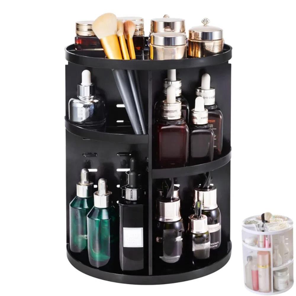 

360 Cosmetic Storage Box Foldable MMakeup Display Shelf Countertop Vanity білий