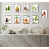 9Pcs Funny Weird Kitchen Wall Art Cute Cool Colorful Food Vegetable Painting Picture Wall Decor Whimsical Pickle Eclectic Food Art Poster Print