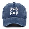 Men's Pure Cotton Distressed Sun Hat with "DOGDADDOGMOM" Embroidery - Large Brim Baseball Cap