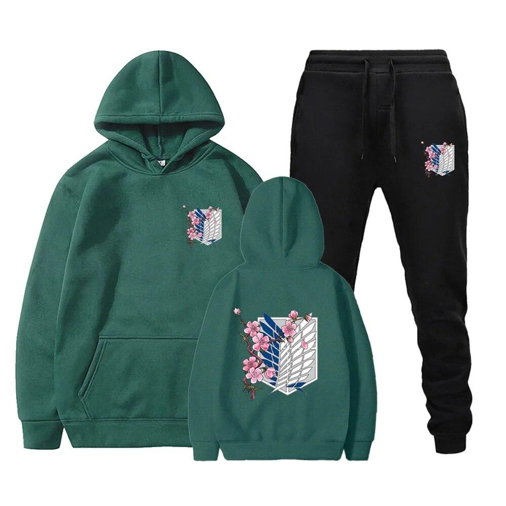 Podzimní a zimní pánská a dámská souprava kalhot s kapucí se vzorem předhrudí Sada kalhot s kapucí s potiskem pro neformální páry z ulice