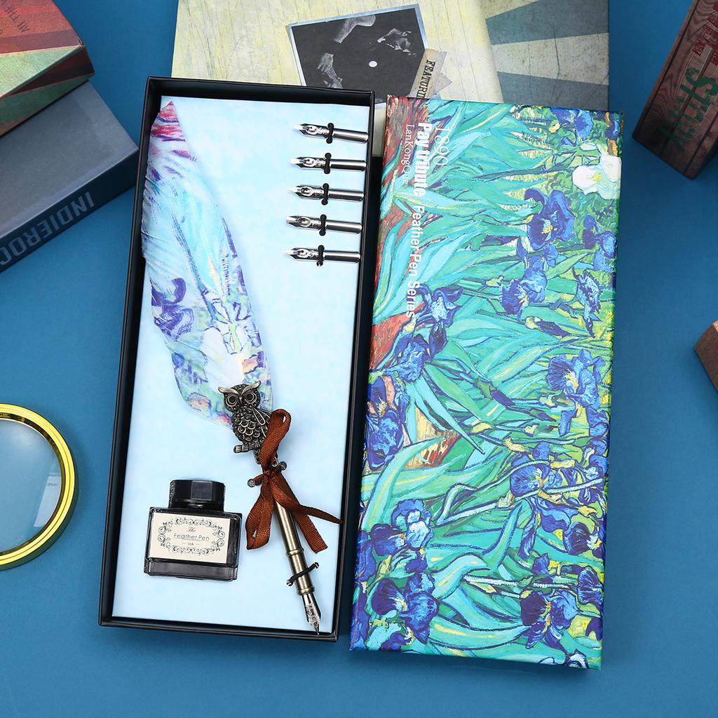 Retro Student Gift Box, Dipped Pen, Graduation Teacher Gift, British Quill Pen, Student Pen