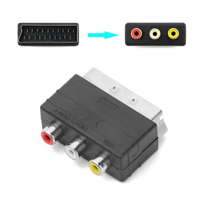 Scart Male Plug To 3RCA Phono Female AV TV Audio Video Adapter Input for PS4 for WII DVD VCR
