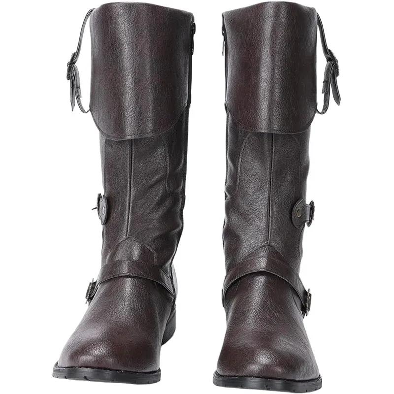 Retro Medieval Boots Nordic Viking Pirate Men Women Boots Riding Long Cosplay Boots for Halloween Party