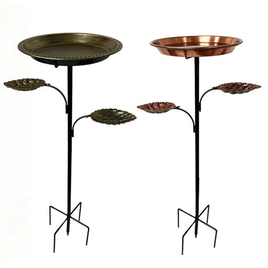 Metal Bird Bath for Outside 5 Pronged Base Birdbath with Stake Vintage Freestanding Feeder Bowl for Garden Patio Yard Lawn Decor