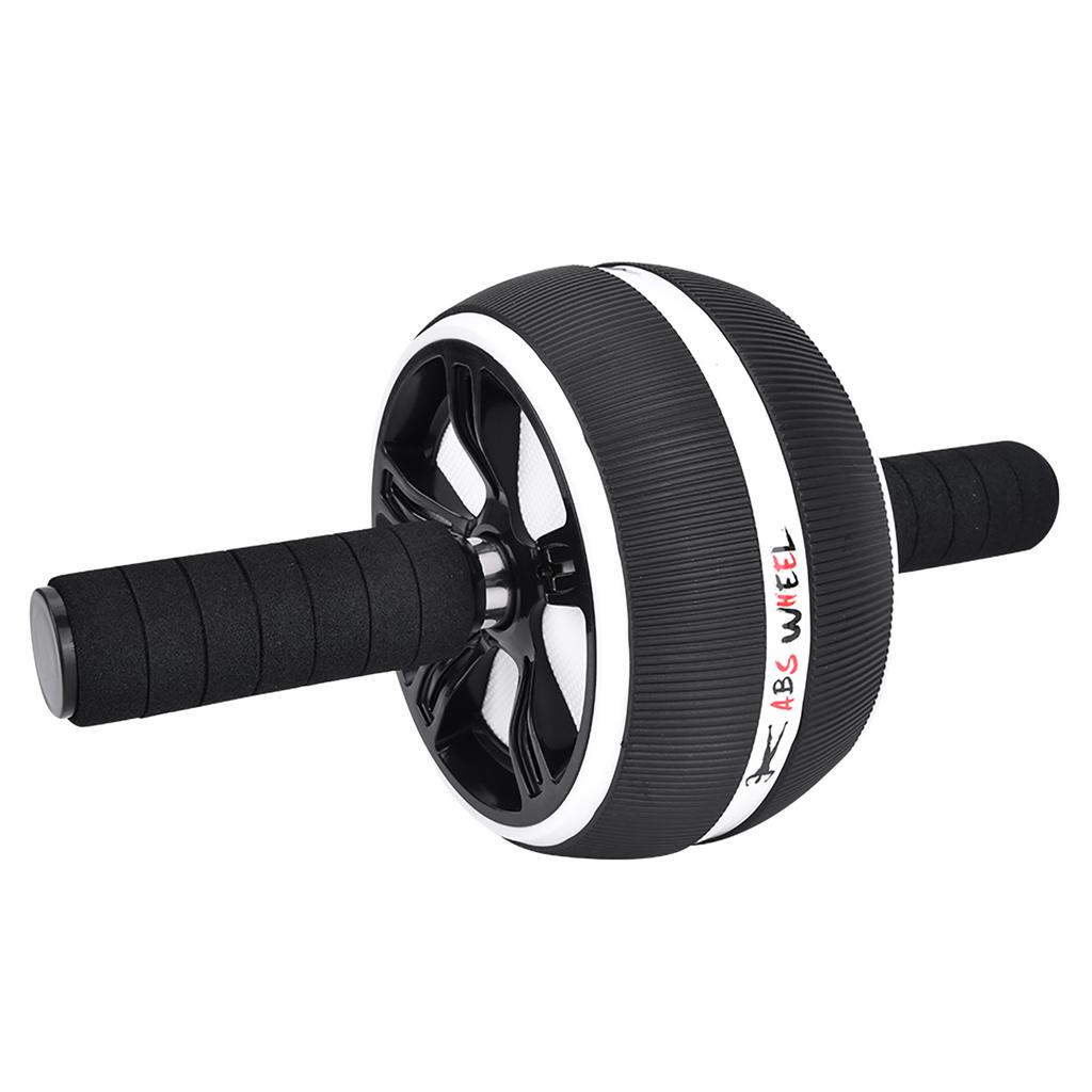 Abdominal Wheel Roller Trainer Fitness Equipment Gym Home Exercise Tool with Training Pad(black&white )