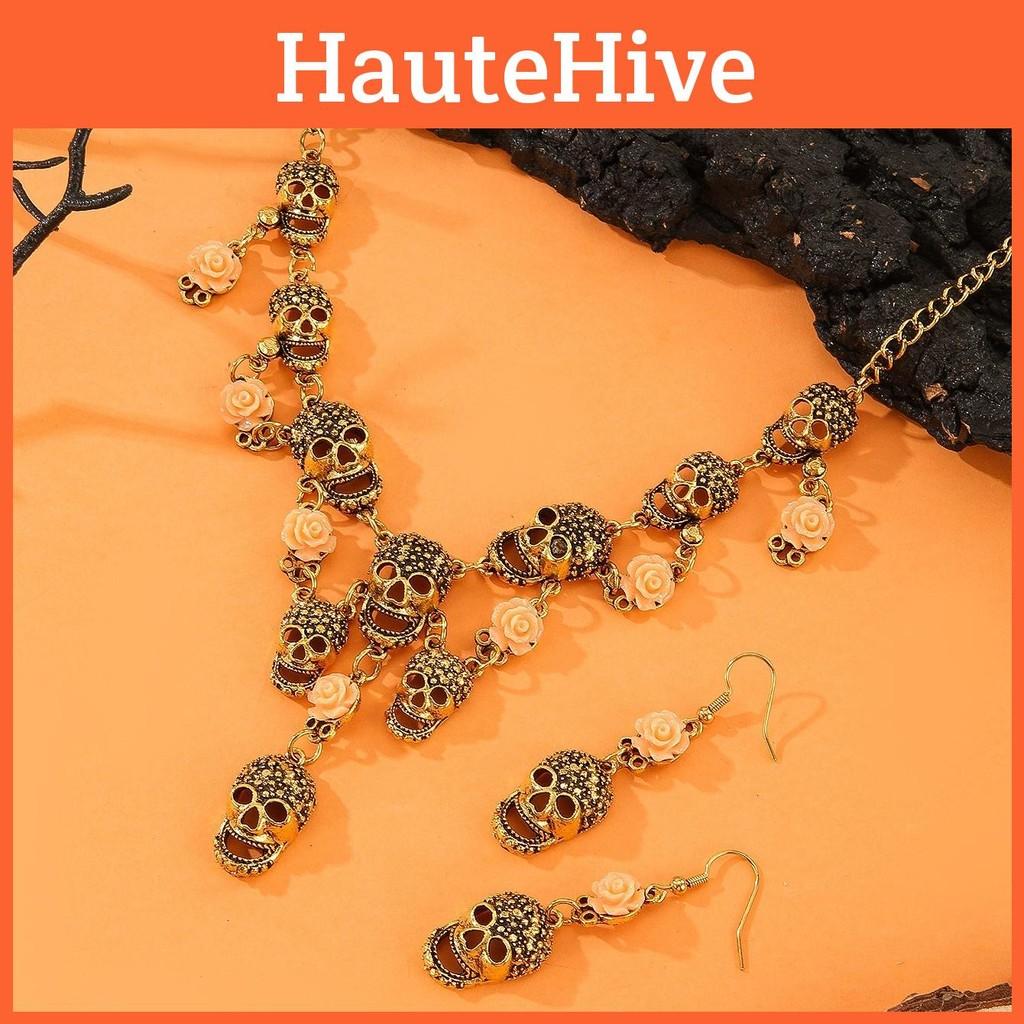 Pendant Skeleton Vintageinspired And Earrings Pack With Alloy Chain For Dressing Holiday
