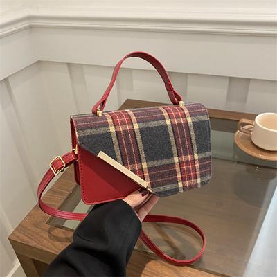 Plaid Shoulder Bag 2025 Autumn and Winter New Niche Design Retro Versatile Ins Messenger Bag Temperament Small Square Bag
