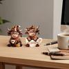Handgefertigte Harz-Kaffeehaus-Dekoration 2 Stück Kuhfigur, Niedliche Tierstatue für Zuhause Schreibtisch Eingang Schrank Dekorative Figur Dekor, Café-Stil