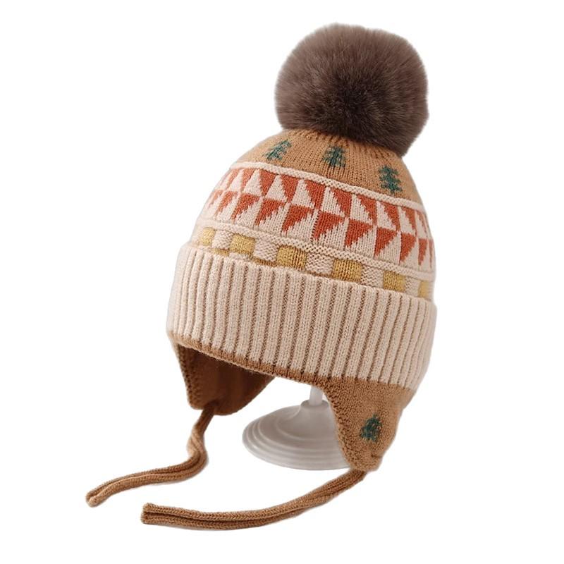 Newcomer Discount: Pompon Style Knitted Baby Hat with Ear Protection - Autumn/Winter Fashion for Boys and Girls