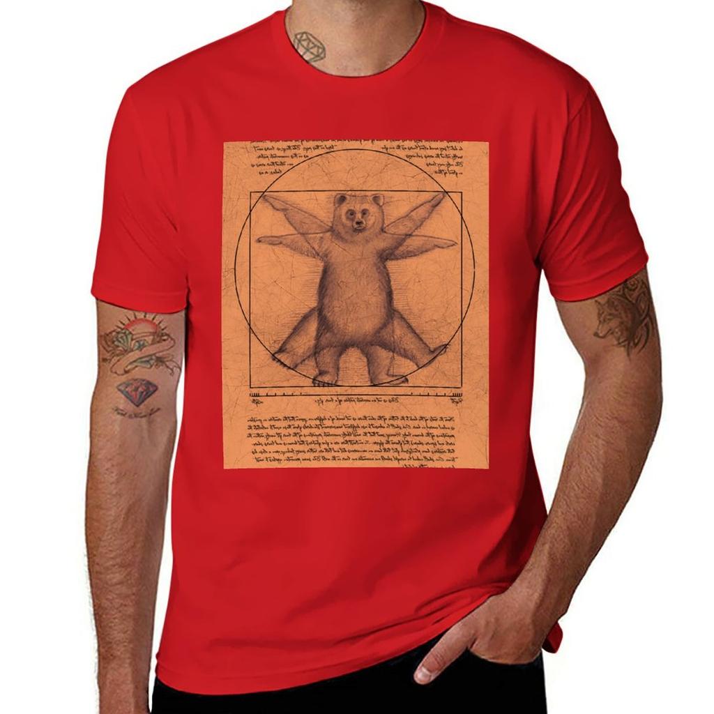 New The vitruvian bear TShirt boys t shirts Aesthetic clothing mens plain t shirts