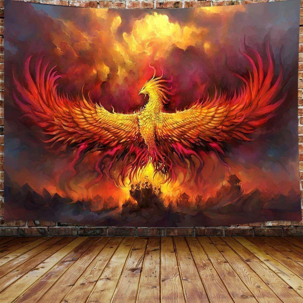 Tapestry fantasy phoenix bird men hippie 75x100 чёрный