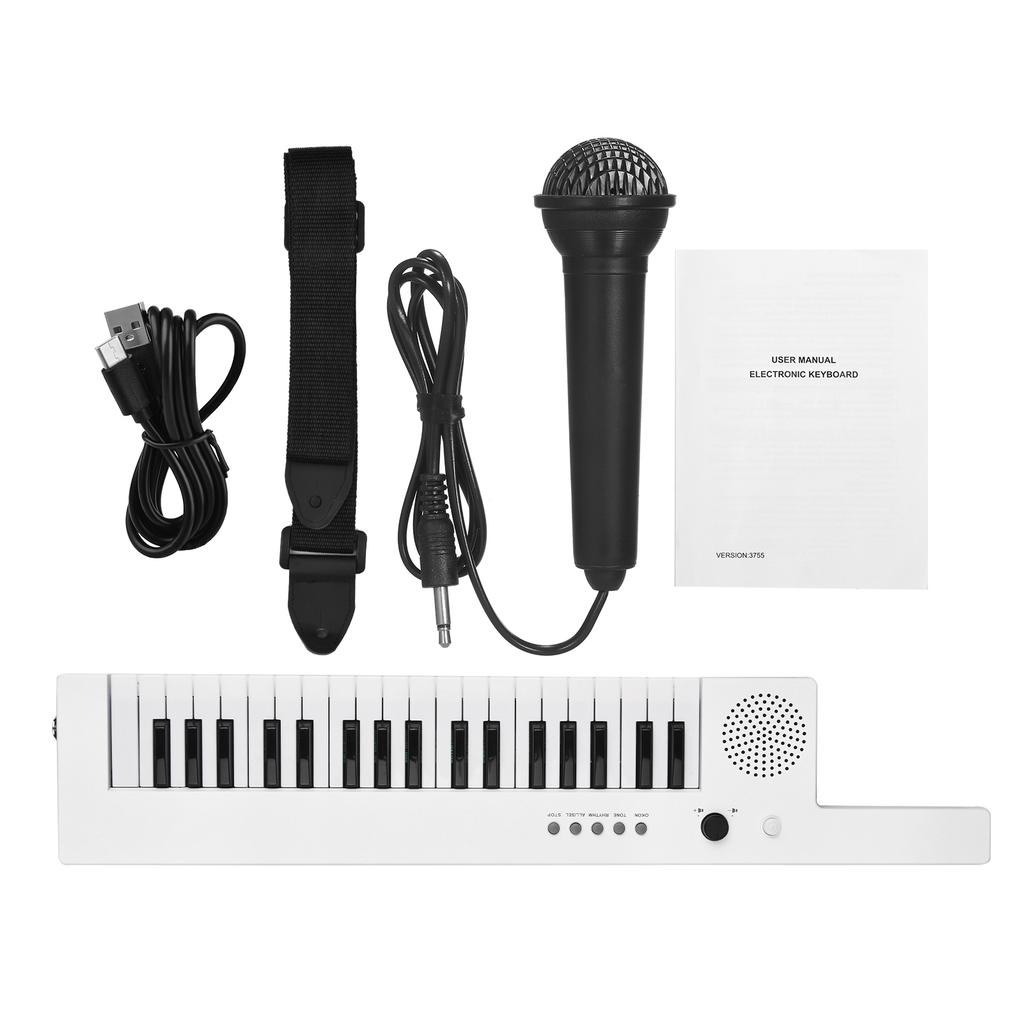 Guitar Electronic Piano with Mini Keyboard 37 Key Electronic Keyboard Piano Rechargeable Children  S Piano