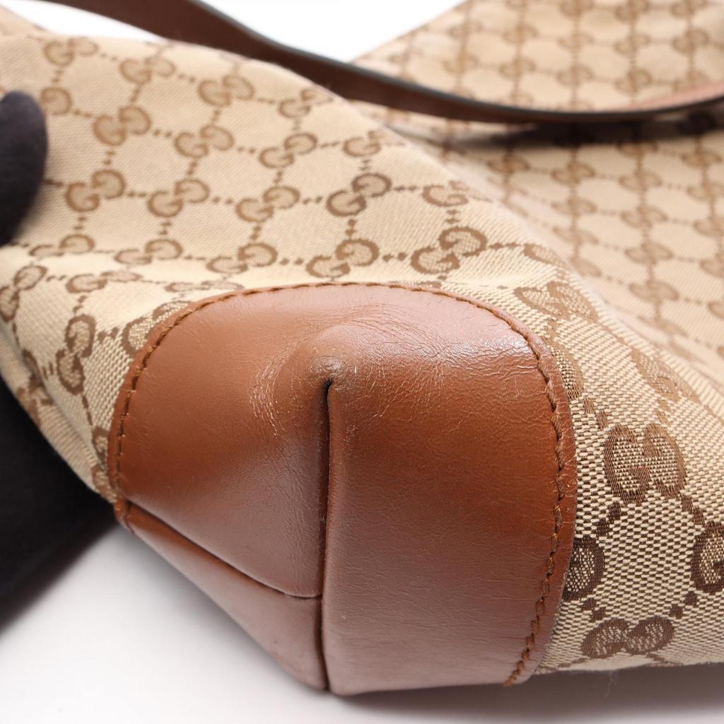 Used GUCCI GG canvas sherry line Shoulder Bag 337598 canvas leather Beige Brown Used Women