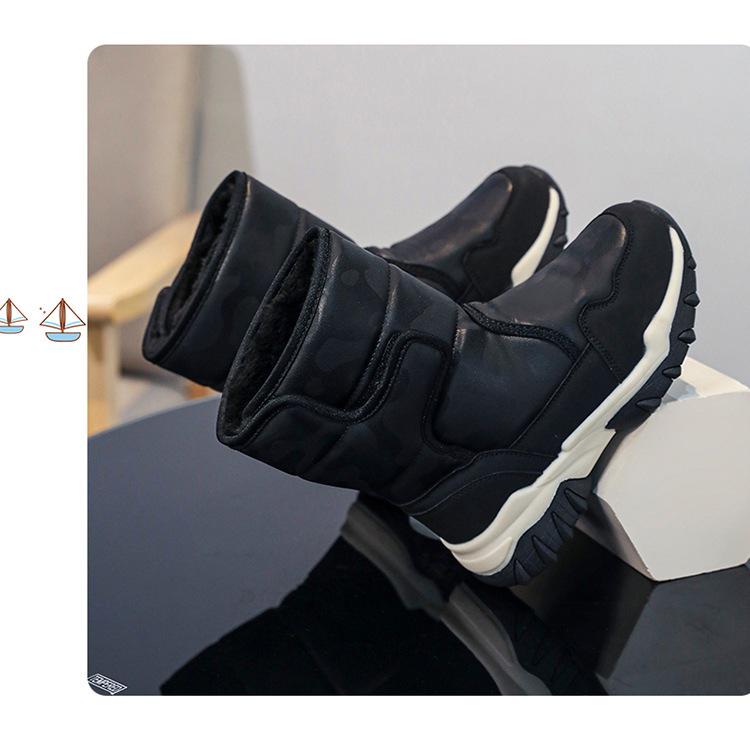 Girls' High-Top Warm Winter Snow Boots - Thick, Comfortable, Fashionable, Plus Velvet Cotton
