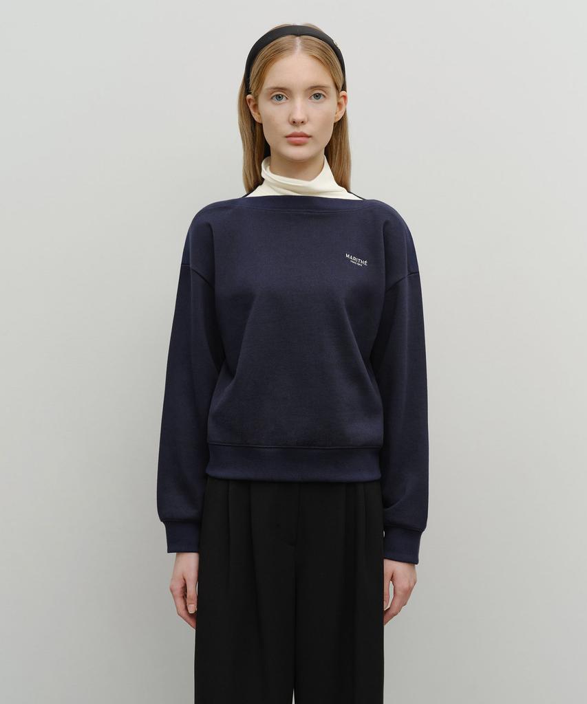 Malittepeulangsowajeobeo W Boat Neck Oversized Sweatshirt Navy
