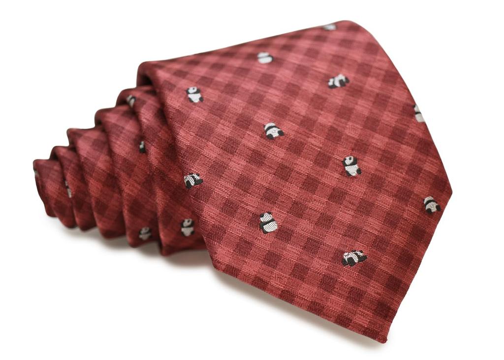 SIMON CARTER Panda Gingham Check Silk Tie (Antique Red)