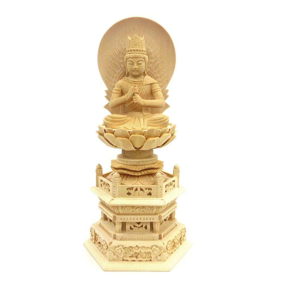 

Kurita Buddha Statue Brand Dainichi Nyorai Seated Statue inches Height Width Depth Japanese Cypress Wood Sunlight Hexagonal Stand 5644 [Tathagata]