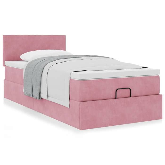 Maison Exclusive - Osmanisches Bettgestell mit rosa Matratze 80x200 cm Samt