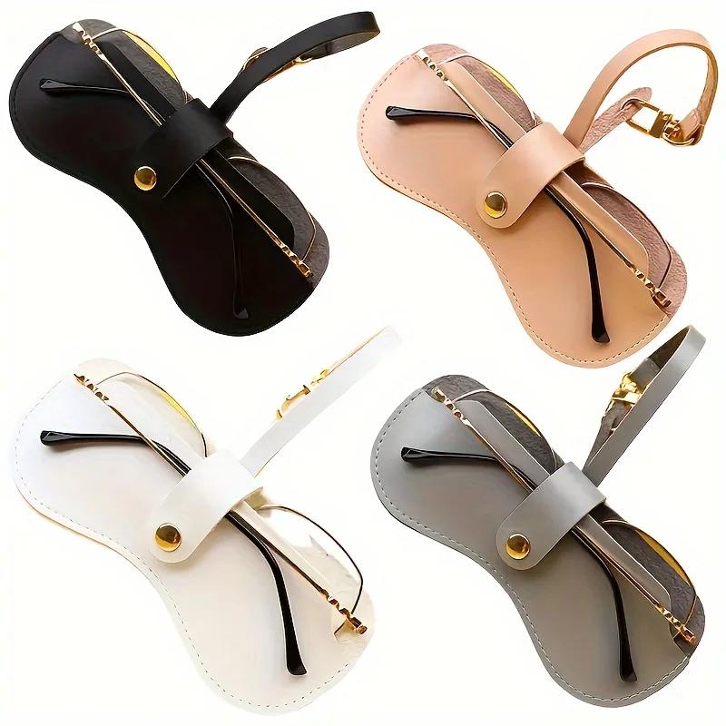 Soft Leather Sunglasses Bag- Leather Glasses Case Holder Portable Slim Sunglasses Pouch Eyeglass Case