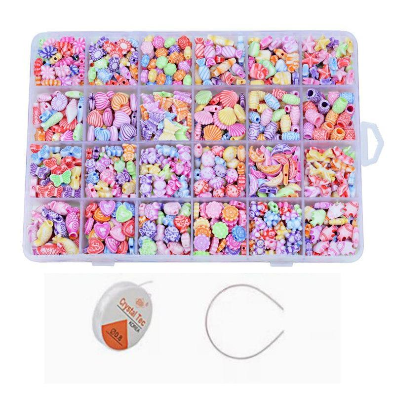 Детские бусины 24 ячейки Игрушки Сделай сам Ручная работа Девочки Ручная работа Бусины Носить Ожерелье Браслет Бусины