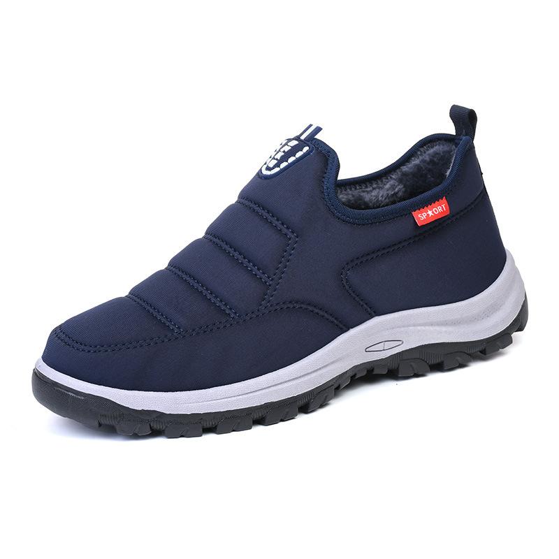 Fleece and Thickened Warm One-foot Men's Cotton Shoes, Waterproof Soft-soled Anti-slip Shoes
