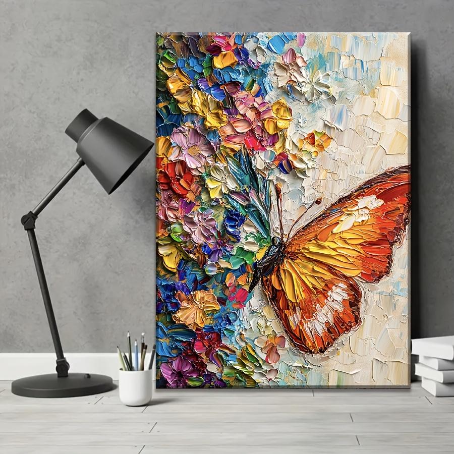 Vibrant Butterfly and Flowers Canvas Wall Arts Modern Abstract Wall Decor for Living Room Wall Decor No Frame