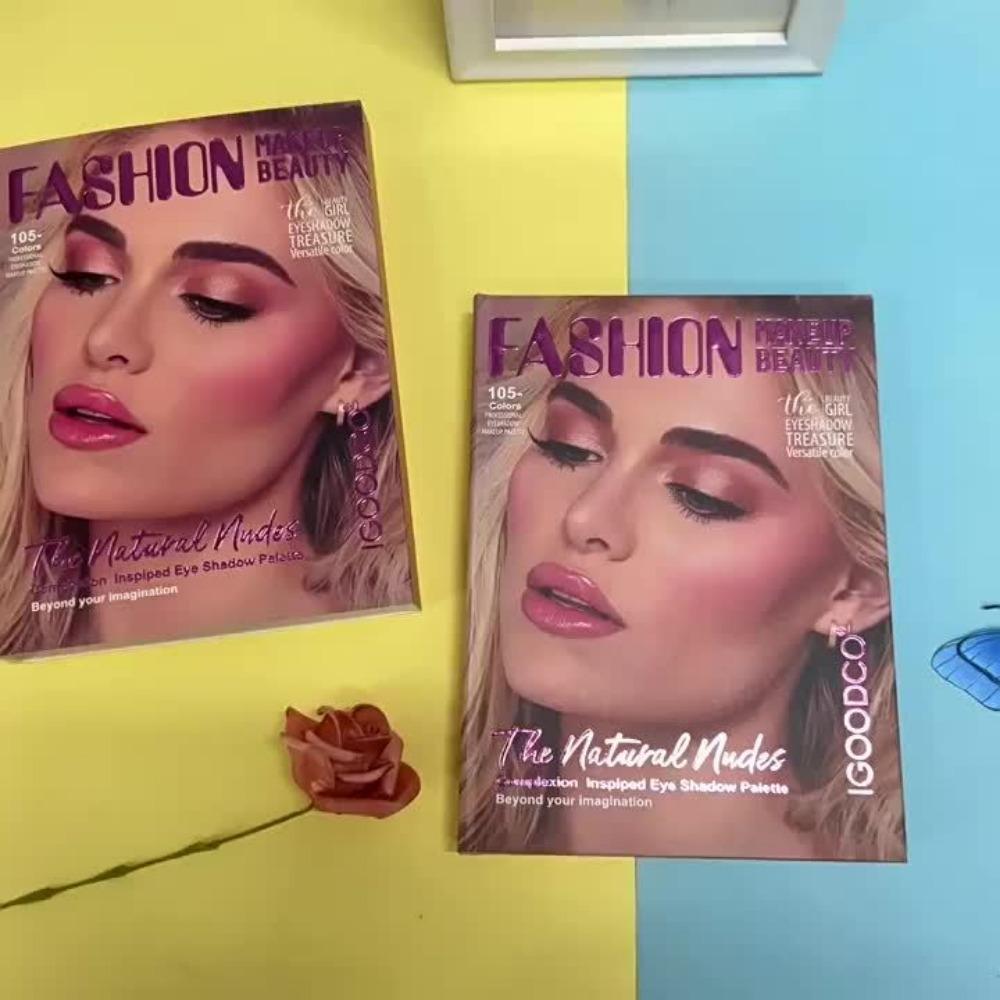 105 Color Eye Shadow Palette with Cute Lady Design in Book Shape, Shimmer and Matte Earth Tones Makeup