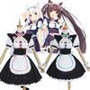 NEKOPARA Cosplay Chocola Vanilla Cosplay Dienstmädchenkleid Damen Mädchen Komplettset Süßes Lolita Halloween Party Outfits mit Perücke