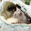 cat and dog Beds, Soft Plush Round Bedding Sleeping Pet Calming Nest Bed Cuddler for Kitten