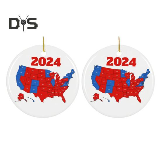 1/2/3/5 ks Ozdoba na prezidentské voľby v USA 2024 Výsledky volieb štátov USA Vianočná ozdoba na stromček Pamätná spomienka pre podporovateľa