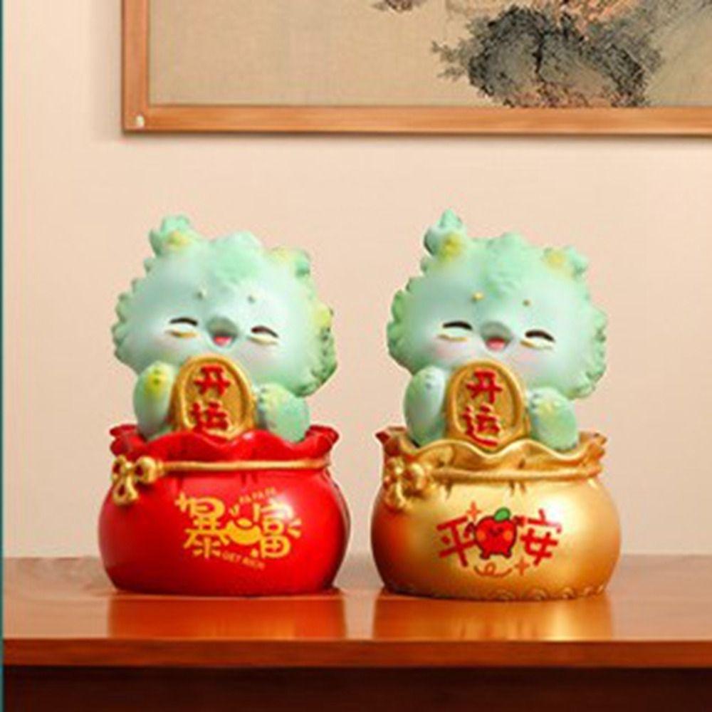 Waterproof Zodiac Dragon Ornaments Dragon Design Resin Dragon Miniatures Wear-resistant Cartoon Dragon Year Lucky Ornaments