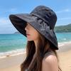 Casual Solid Color Women Fisherman Hat Anti-Ultraviolet Adjustable Wide Brim Sun Hat Sunshade Foldable Sun Protection Hat Travel