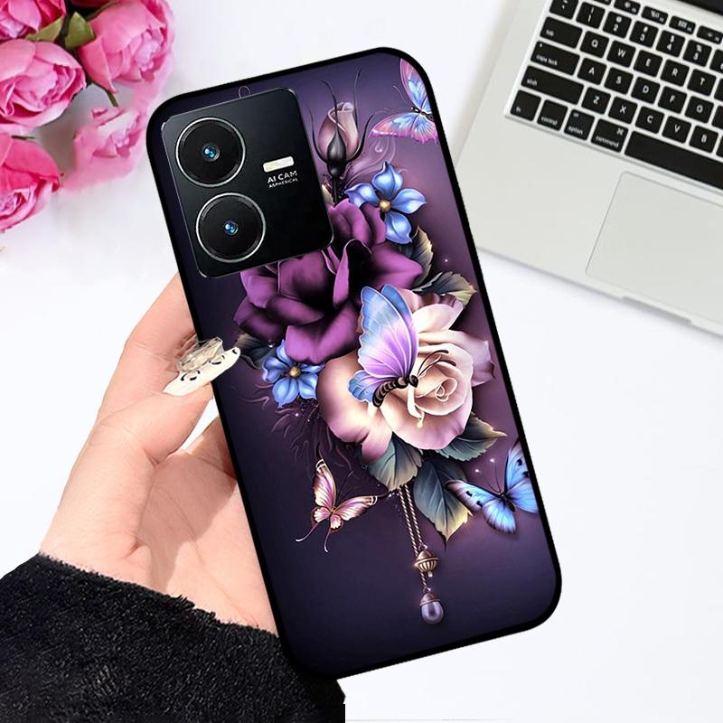 Pour Vivo Y22 4G Coque V2207 V2206 Y22s Impression Couleur Mat TPU Silicone Souple Housse de Téléphone Pour Vivo Y35 4G Pare-chocs Anti-choc Fundas