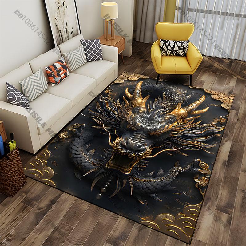 Majestic dragon detailed artwork carpet Yoga living room room decor children's crawling mat doormat area rug games mat