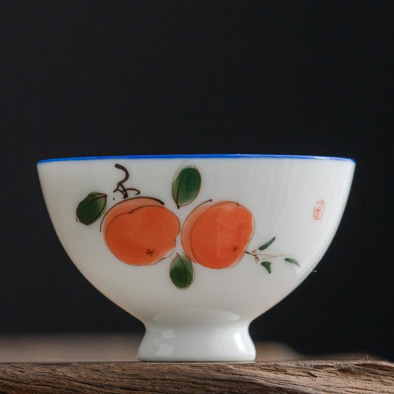 

1 шт. китайская керамическая чайная чашка ручной работы, расписанная вручную рыба-лотос, фарфоровая чайная чашка, домашний чайный сервиз, дорожная чашка 50 мл