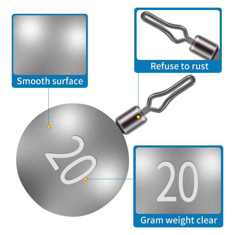 Anti-tangle Round Drop Shot Fishing Sinker with Quick Clip