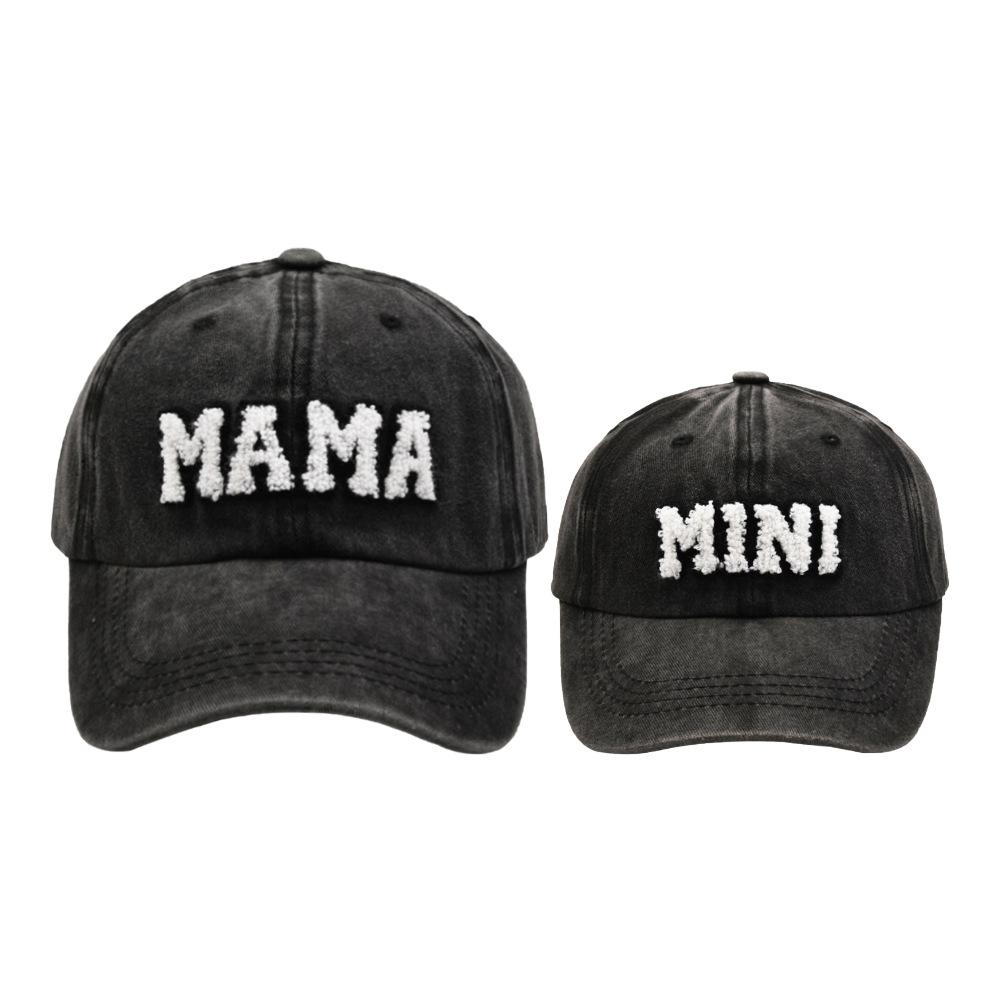 Kids/Mum Retro Baseball Cap For Parents And Child Outdoor Washed Jeans Solid Color Mama & Mini Casual 4 Season Riding Caps