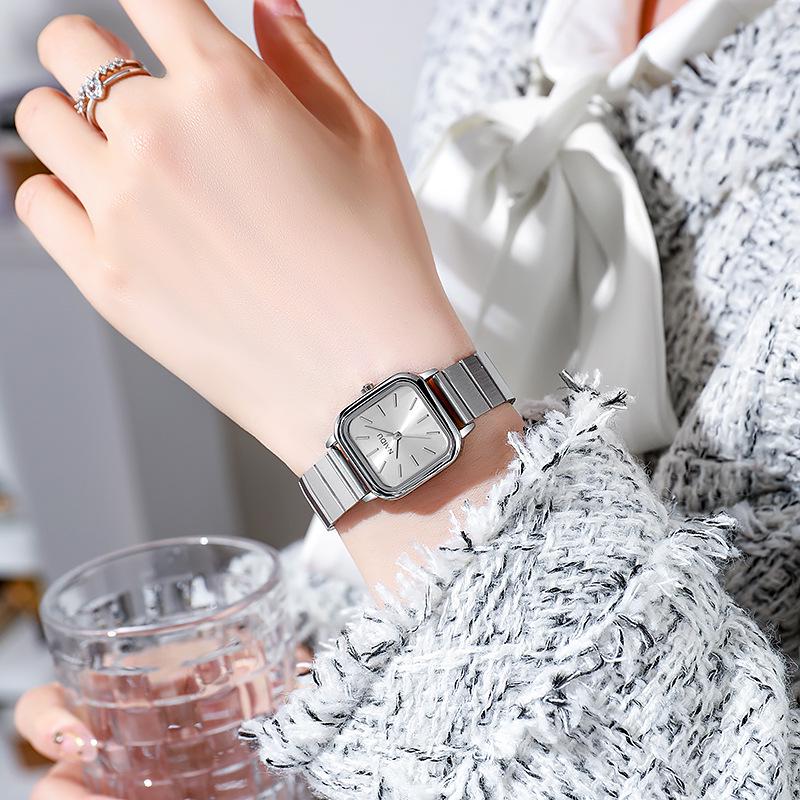 Ins Niche Korean Style Women's Versatile Steel Band Quartz Watch - Simple and Elegant Design for Students