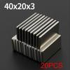 40x20x3mm Krachtige Neodymium Magneet N35 NdfeB Permanente Magnetische magneten Blok Super Sterke Koelkastmagneten DIY