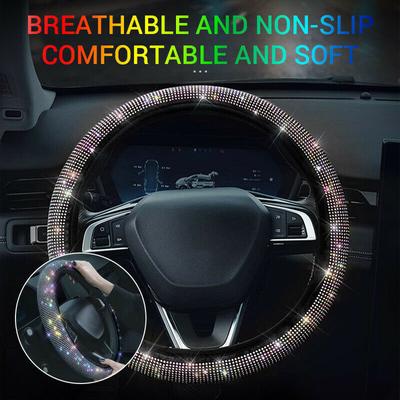 Car Steering Wheel Cover Parts Rhinestone Trim Universal