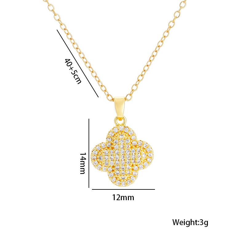 Luxurious Zirconia Four-Leaf Clover Necklace: Elegant High-End Fashion Pendant for Women