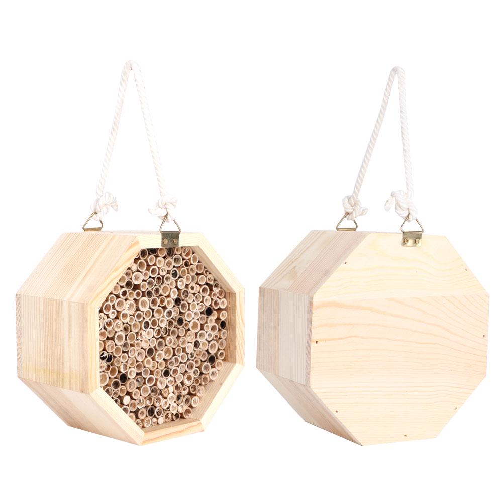 Wooden Insect Bee House Wood Bug Room Hotel Nesting Box for Outdoor Garden Decoration