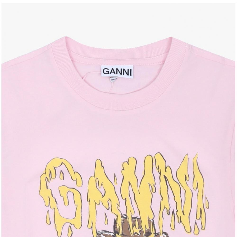 Ganni Women S Cowboy Bear Logo ShorT Sleeve T ShirT A1050074 868