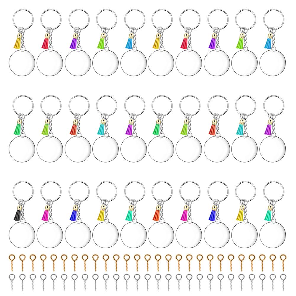 

DIY Keychains Making Kit with Metal Acrylic Keyrings Blanks Tassel Pendant Crafts for Making Keychain Charm Bag Jewelry Pendant