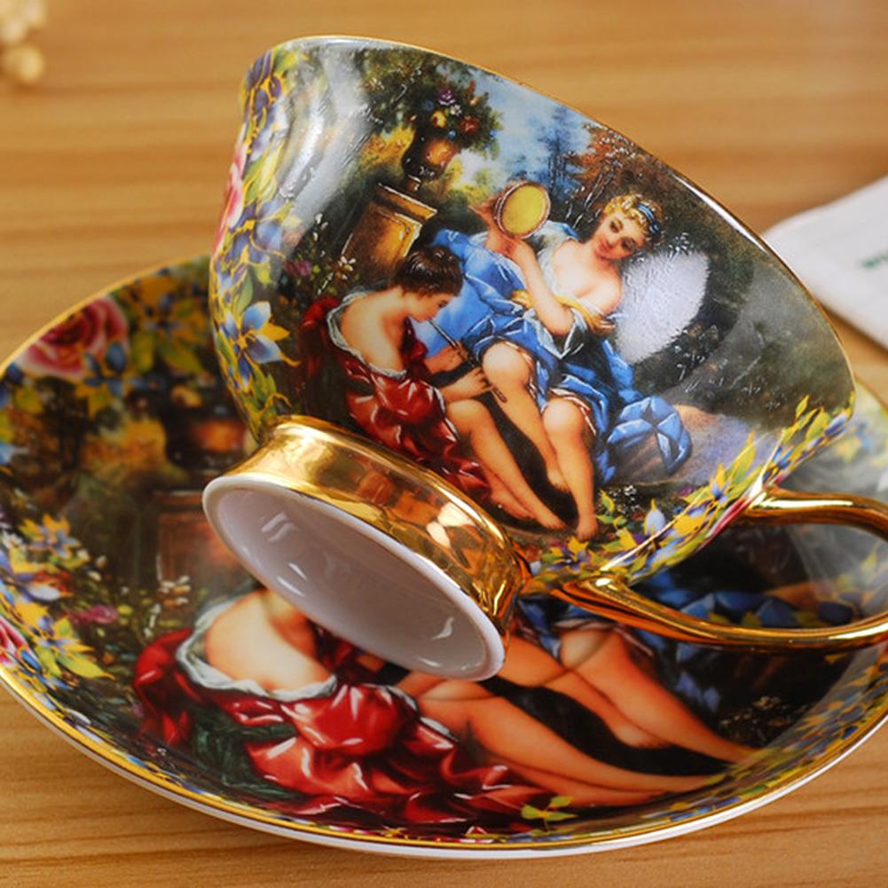 Teacup Saucer Set With Spoon Morning Tea Cup With Handle For Adults